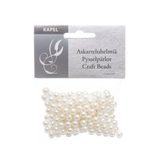 Beads, white, D8mm, 120pcs, 255014_8