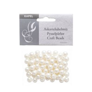 Beads, white, D10mm, 80pcs, 255014_10