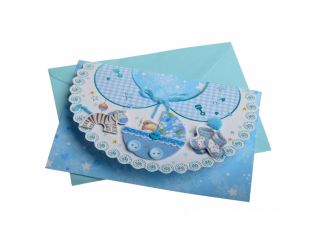 Greeting card with envelope, blue, G17cm, P12cm, 423