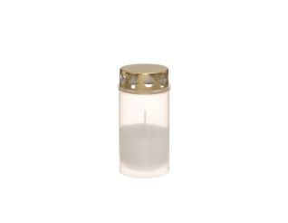 Candle in a plastic container,25h, 600849