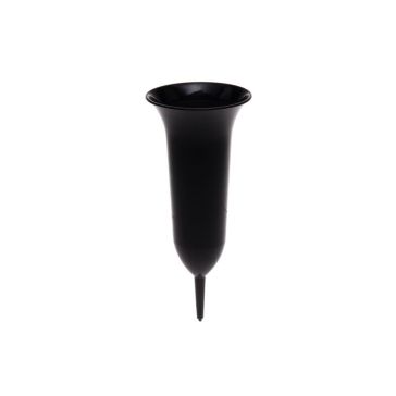 Ваза для цветов для кладбища, черная, D11.5см, H27см, 290649