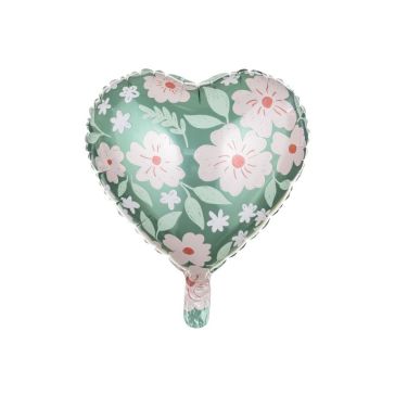 Фольгированый шар Heart with flowers, FB124