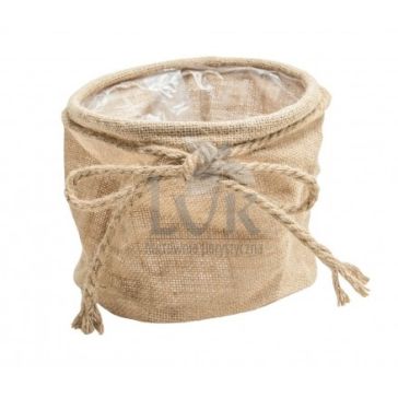 Decorative jute fabric packaging for a flower pot, JSH240301B