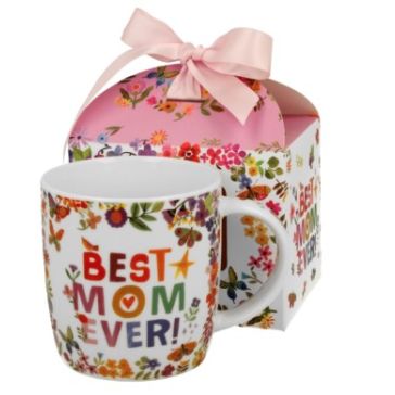 Mug in a box with ribbon, BEST MOM