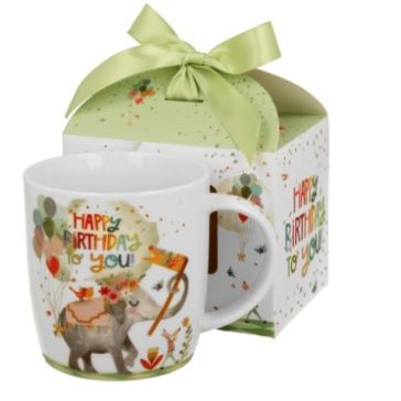 Mug in a box with ribbon HAPPY BIRTHDAY, HAPPY BIRTHDAY